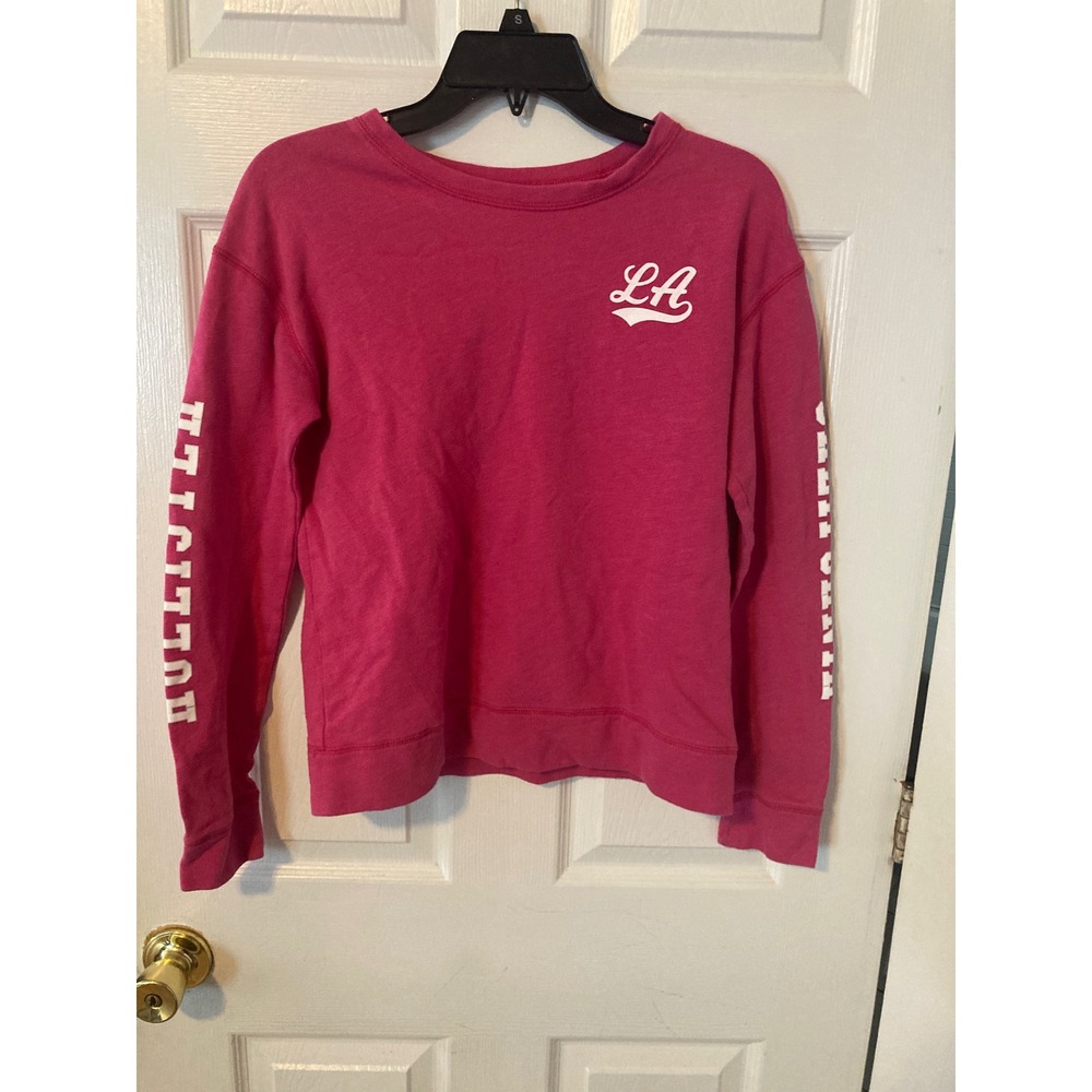 Hollister California Womens‎ Pink LA Graphic Sleeve Logo Crewneck Sweatshirt S